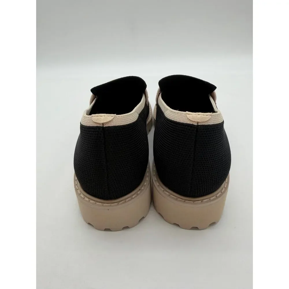 Vivaia Francesca Platform Chunky Penny Minimalist Black Cream Ivory Loafer 9